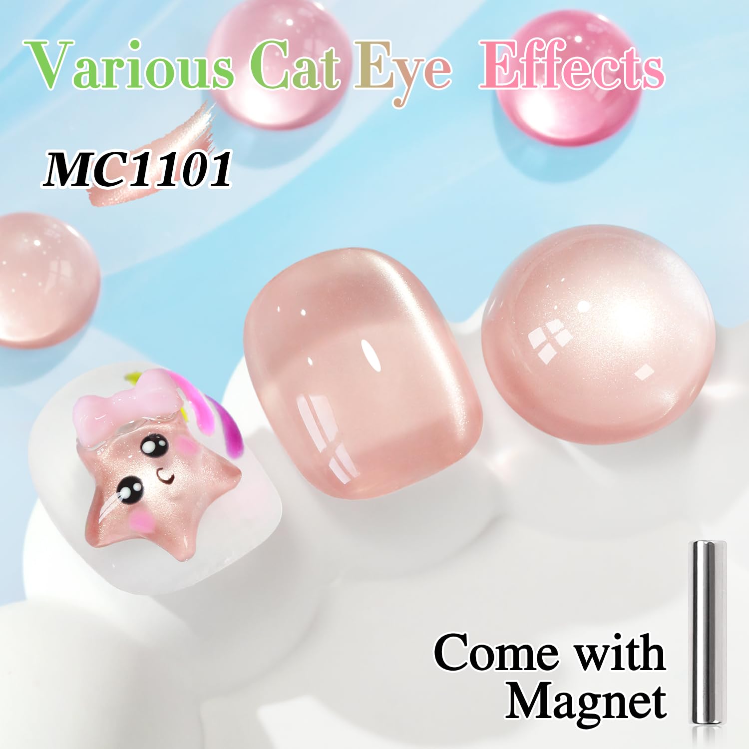 Double Rhythm Jelly Glass Cat Eye Gel Polish with Magnet 15ML Holographic Glitter Shimmer Translucent Sheer Color Magnetic Nail Polish Salon DIY at Home (Jelly Glass Nude-MC1101)-Velvo Beauty