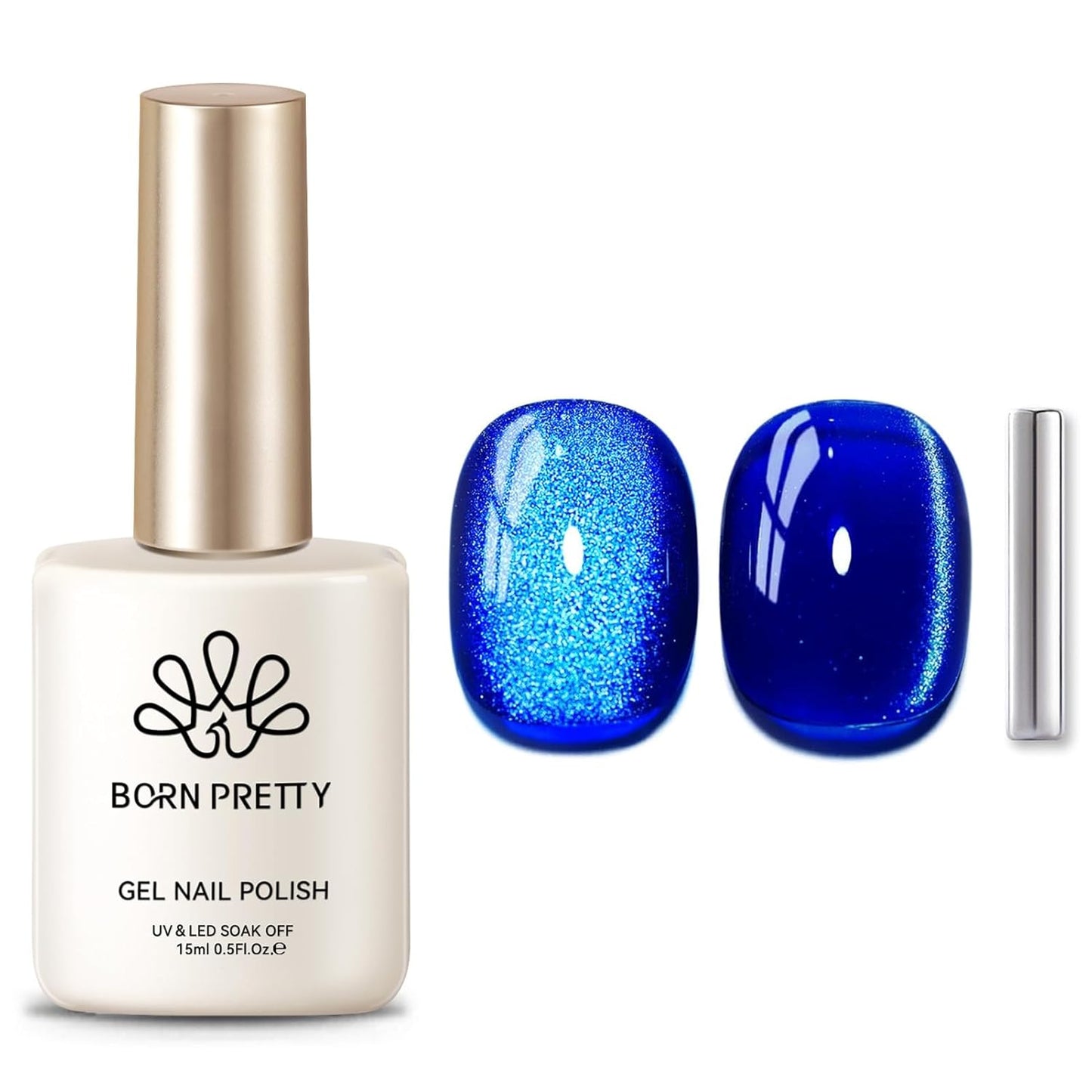 Born Pretty Cat Magnetic Eye Gel Nail Polish, Blue Ore Glitter Cat Magnetic Gel Nail Polish, Holographic Magnetic Nail Polish for Nail Art Manicure Salon DIY at Home 15ML-Velvo Beauty