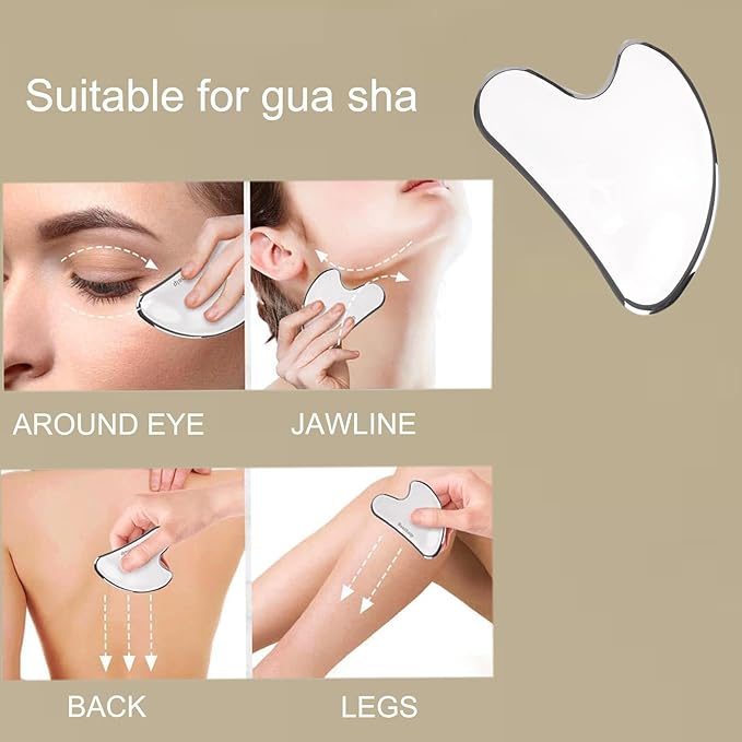 Stainless Steel Gua Sha and Face Roller Set,Metal Face Roller Gua Sha Massage Tool for Face Neck Eye Body Skin Care,Facial Roller for Women-Velvo Beauty