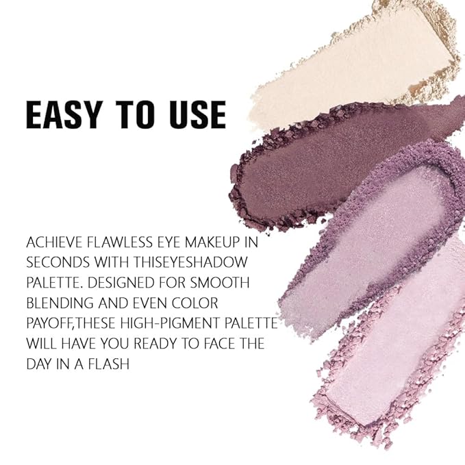 Kaely Powder Eyeshadow Quad, Light Violet Shimmer Eyeshadow Palette Makeup, Neutral Eye Shadow Palette for Older Women Pigmented Waterproof, sombras para ojos, Blendable, Cruelty-free, 02-Velvo Beauty