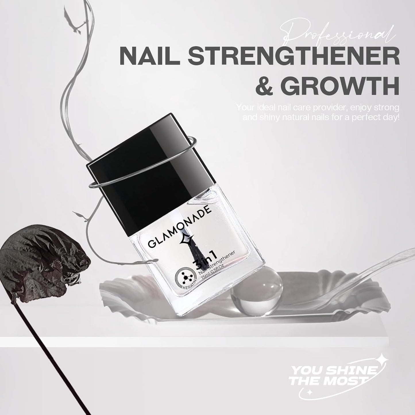 Base Top Coat Nail Polish: 3 in 1 Clear Quick Dry Nail Polish Nail Strengthener and Growth Hardener for Nail Treatment Repair Damaged Nail Care 0.5 fl oz-Velvo Beauty