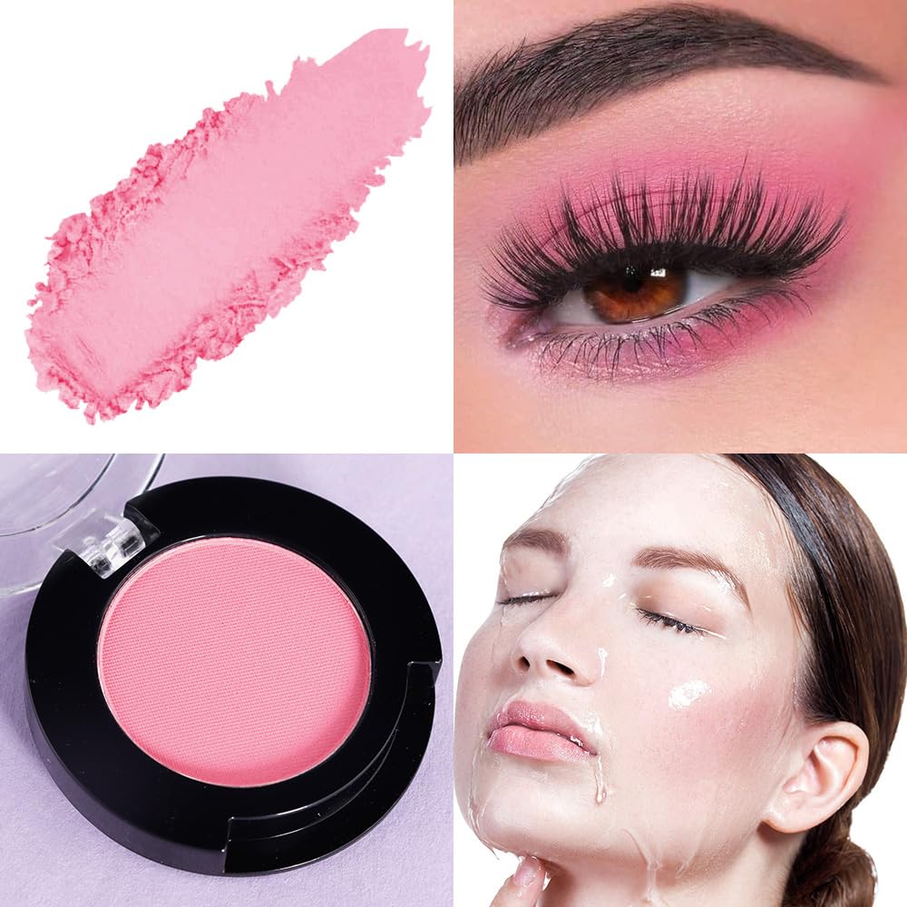Monochrome Pressed Eyeshadow, Matte Pink Waterproof Neutral Powde Mini Eyeshadow, sombras para ojos, Talc, Paraben & Cruelty Free (C09#Matte Pink)-Velvo Beauty