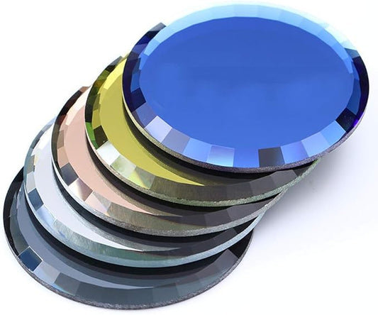5Pcs Mirror Empty Nail Art Palettes Plate Round Glass Manicure Palette Nail Art Display Tray Board Holder Gel Polish Drawing Color Mixing Palette for Women Beauty Tool, Assorted Color-Velvo Beauty