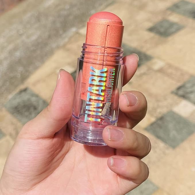 Chubby Cream Highlighter Stick for Face, Glitter Eyeshadow Makeup, Highlight Stick, Face Highlighters & Luminizers, Light Pink Peach Shimmer-Velvo Beauty