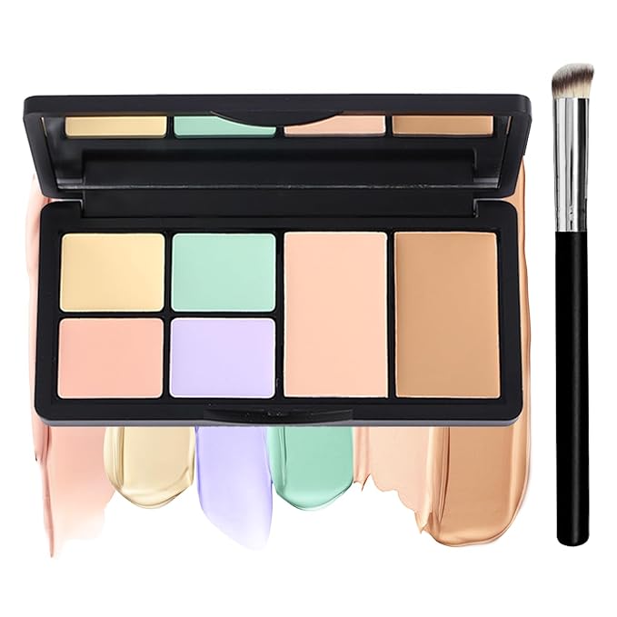 Cream Color Correcting Concealer Makeup Palette Cream Foundation Palette for Dark Circles Professional Concealer Full Coverage Face Contour Makeup Palette with Brush-01 Color Correcting-Velvo Beauty