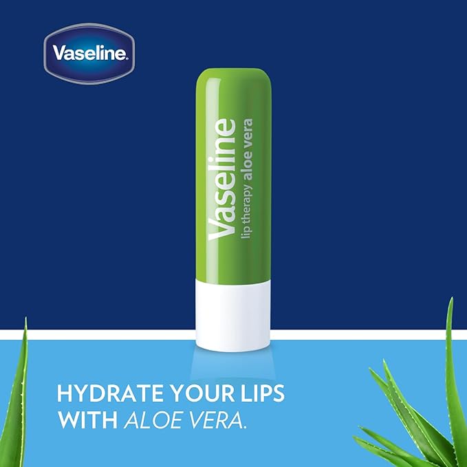 Vaseline Lip Therapy Aloe Fresh - Hydrating Lip Balm Pack, Vaseline Stick, Lip Moisturizer for Dry Lips, 0.16 Oz Each (Pack of 8)-Velvo Beauty