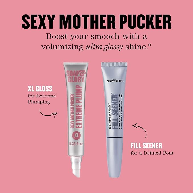 Soap & Glory Sexy Mother Pucker Fill Seeker Lip Plumper Gloss - Plumping Lip Gloss for Smooth & Moisturized Lips - Rejuvenating Lip Serum with Long-Lasting Hydration (0.5 fl oz)-Velvo Beauty
