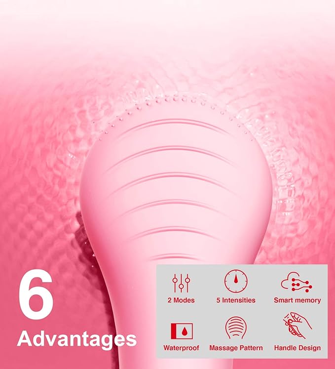 NågraCoola CLIE Facial Cleansing Brush, Waterproof and Rechargeable Electric Face Scrubber for Men & Women, Exfoliating, Massaging, and Cleansing - Pink-Velvo Beauty