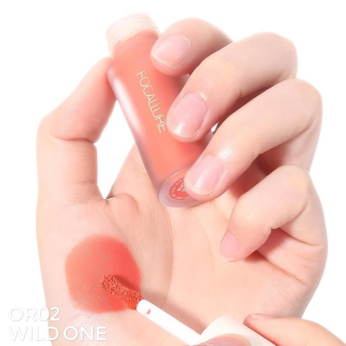 FOCALLURE Silky Cream Liquid Blush,Leaving a Matte Dewy Makeup Look,Easy to Apply and Create a Natural Flush,Long Lasting and Lightweight Cheek Blush Face Makeup,WILD ONE-Velvo Beauty