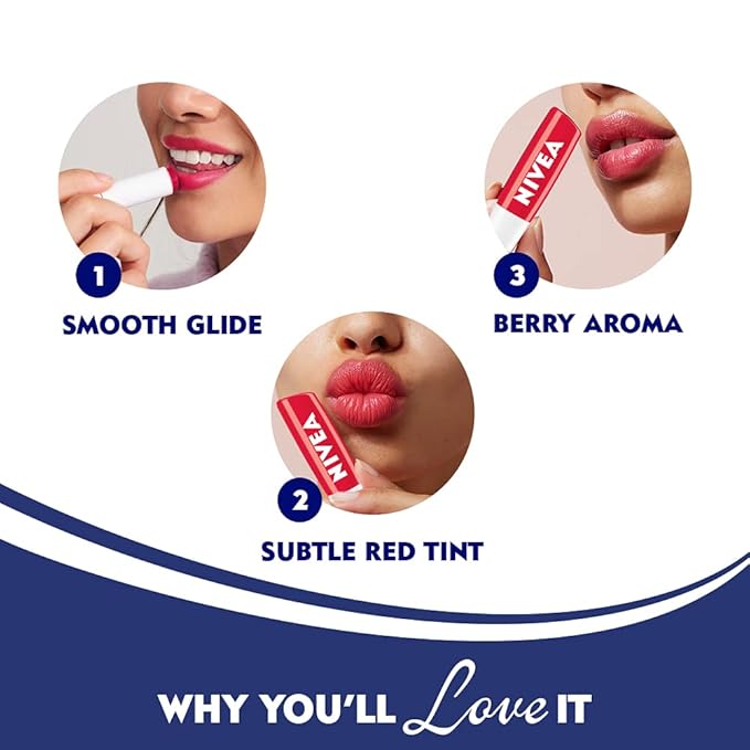 Nivea Lip Care Fruity Shine Strawberry, 4.8g-Velvo Beauty