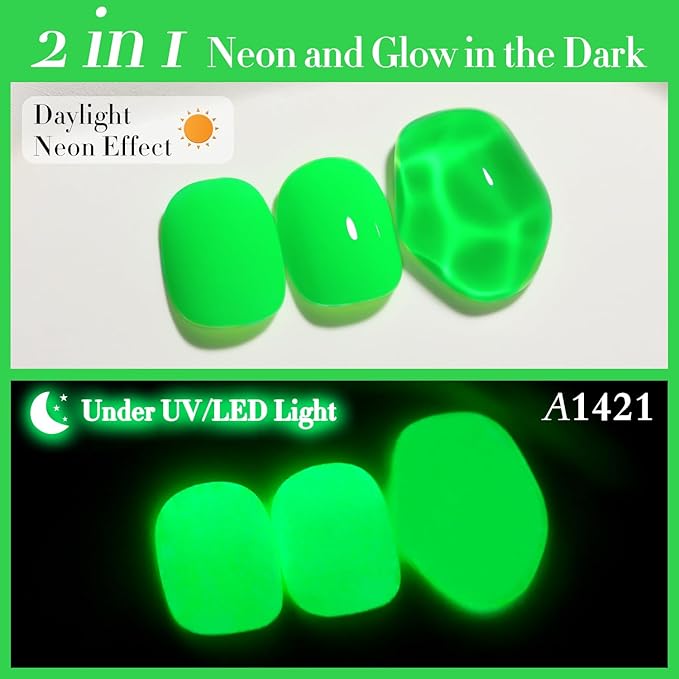 Double Rhythm Translucent Gel Polish Sheer Neutral Natural Light Milky Same Color Same Bottle 15ML Jelly UV Nail Polish Nail Art DIY at Home (Neon Glow Green-A1421)-Velvo Beauty