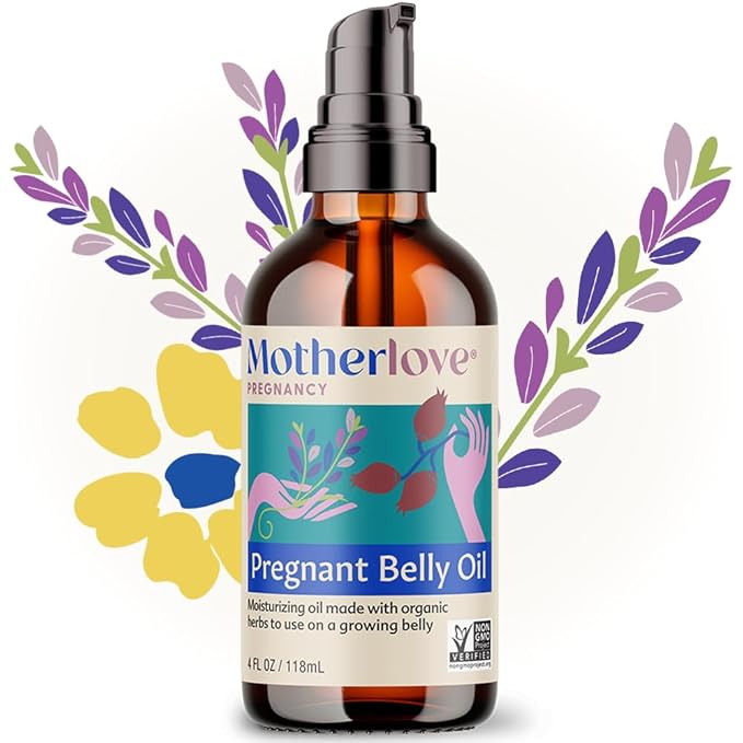 Motherlove Pregnant Belly Oil (4 oz) Natural Moisturizer to Soothe Itchy Skin & Prevent Stretch Marks—Non-GMO, Organic Herbs, Vegan-Velvo Beauty