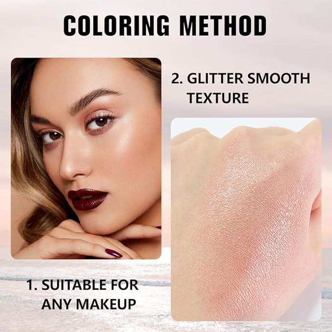 evpct Dusty Pink Champagne Single Eyeshadow Palette, Rose Gold Ice Pink Nude Glitter Cream Eye shadow Palette Singles Brightener Makeup for Older Women, High Pigment Waterproof Monochrome Eyeshadow-Velvo Beauty