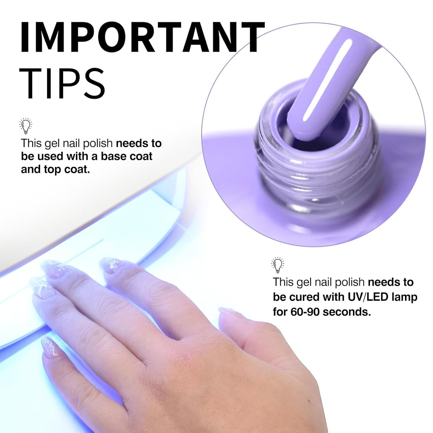 CANNI Purple Gel Polish, 1Pcs Gel Polish Purple Color Pale Violet Nail Polish Gel High Gloss Soak Off U V Gel Nail French Nail Manicure Salon DIY-Velvo Beauty