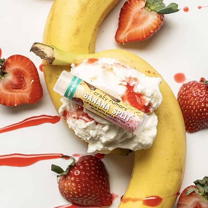 Crazy Rumors Banana Split Lip Balm. 100% Natural, Vegan, Plant-Based, Made in USA (1-Pack)-Velvo Beauty