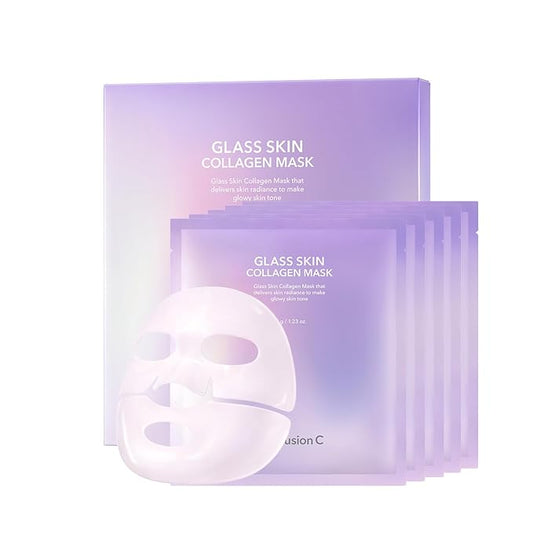 Cell Fusion C Glass Skin Collagen Mask, 1.23 oz. x 5 Sheets, Overnight Hydrogel Mask with Triple Collagen & Niacinamide, Hydrating and Plumping, Korean Skincare-Velvo Beauty