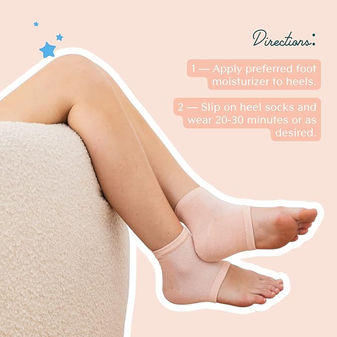 Bare August Moisturizing Heel-Repair Gel Socks – Overnight Spa Sleep Socks for Dry, Cracked Heels & Soft Feet-Velvo Beauty