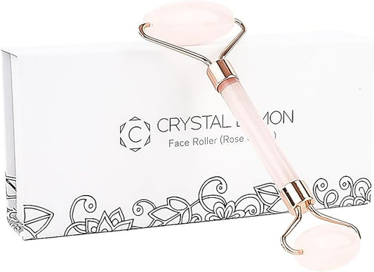 Natural Jade Roller for Face - Aging Wrinkles, Puffiness Facial Skin Massager Treatment Therapy - Premium Jade Stone, by Crystal Lemon (Rose Quartz)-Velvo Beauty