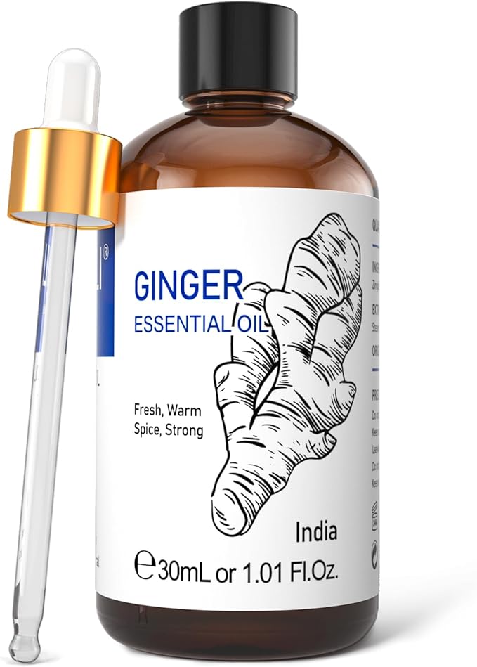 HIQILI 1 Fl Oz Ginger Oil, 100% Pure Natural Ginger Essential Oil for Hair, Massage, Skin - 30ml-Velvo Beauty