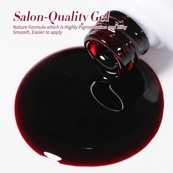 Born Pretty Jelly Burgundy Gel Nail Polish Ruby Red Glitter Cat Magnetic Eye Gel Nail Polish Fall Winter Blood Cherry Wine Red Gel Polish Glitter Soak Off Nail Art Salon Manicure Home Gift 7ml 6pcs-Velvo Beauty