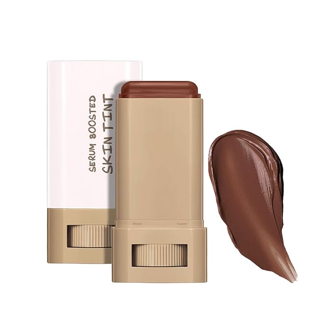 Multi-Use Foundation Stick Beauty Balm Serum Boosted Skin Tint, On-The-Go Tinted Solid Serum, Lightweight and Buildable Creamy Skin Tint Stick Makeup, Natural Finish(01#)-Velvo Beauty
