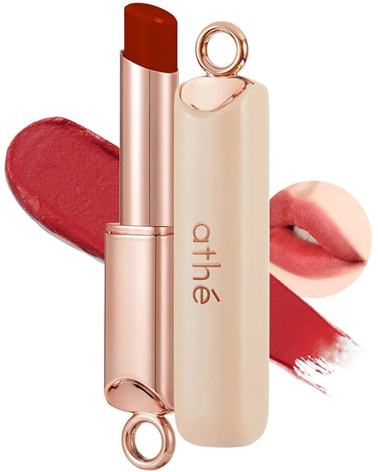 ATHÉ Authentic Airy Lip Balm 04 CHILLI, Korean Vegan Color Lip Blam, Flake-Free Slim Fit Lips, Silky Powdery Finish & Air-like Blurring with Vibrant Colors, 0.11oz.-Velvo Beauty