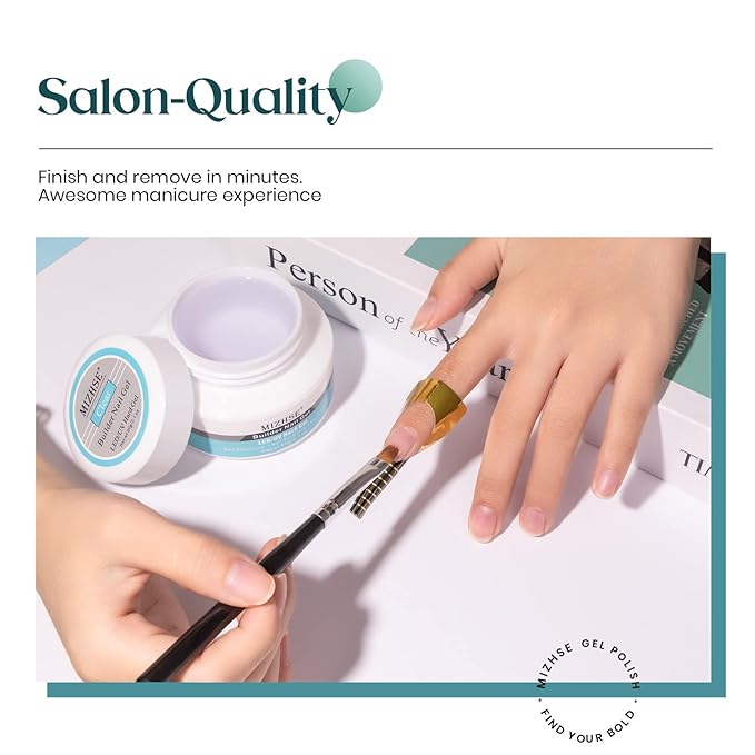 MIZHSE Builder Gel For Nails - 60g Clear Hard Gels Builder Nail Gels For Extension Gel Nails Strengthen Nail Art Manicure Kit With 100pcs Dual Forms And Brush-Velvo Beauty