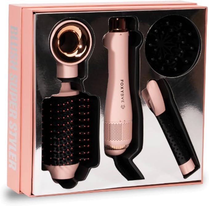 FoxyBae 4-in-1 Hot Air Styler: Blow Dryer Brush, Diffuser, Curling Barrel & Drying Cylinder - Blush Super Styler-Velvo Beauty