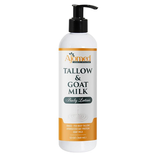 Grass Fed Beef Tallow & Goat Milk Body Lotion for Sensitive Skin, Organic Tallow Lotion - Soothes Dry Patches, Goat Milk Moisturizer - Handmade Tallow Body Lotion (Lavender Vanilla, 12 Oz)-Velvo Beauty