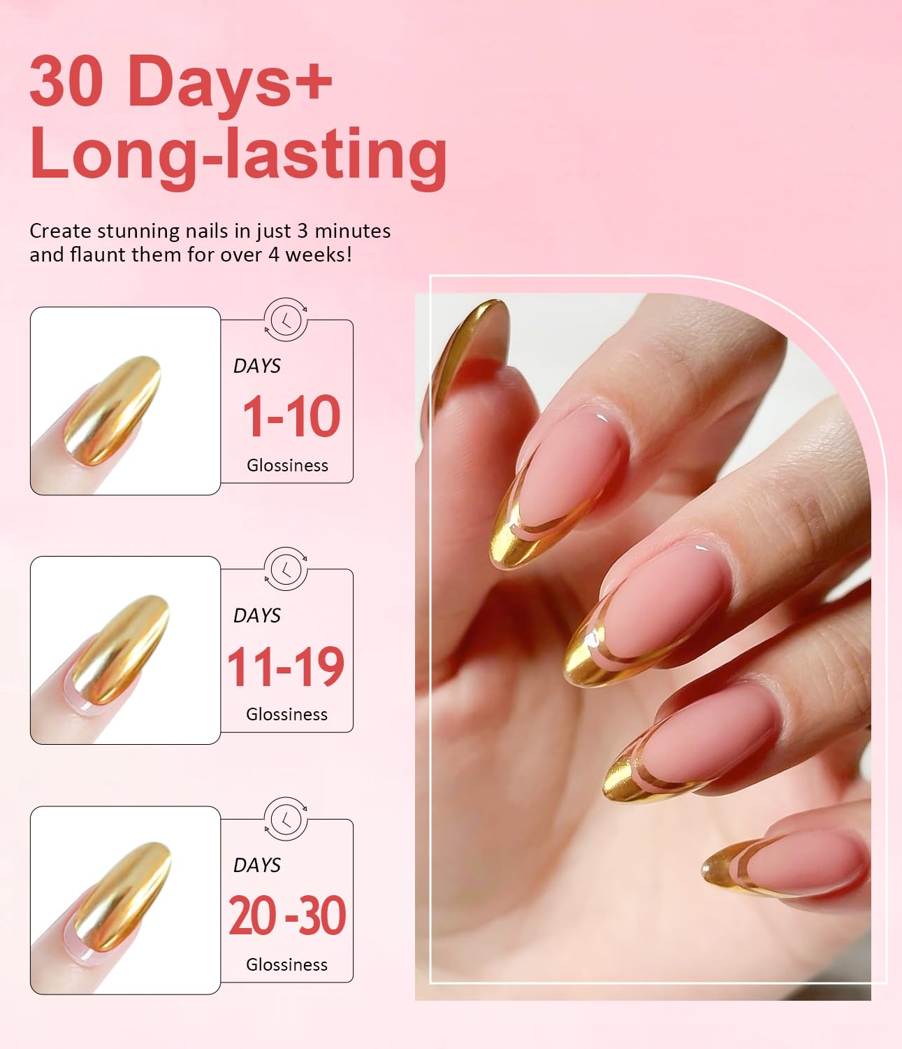 Gold Chrome Nail Powder BISHENGYF -【Magic Mirror Effect】 Pearl Chrome Nail Powder Aurora Mermaid Iridescent White Roas Gold Nail Chrome Powder Pigment Glitter Dust for Manicure Decroation DIY-Velvo Beauty