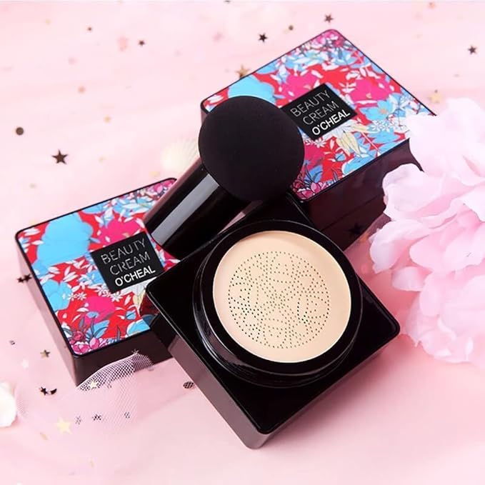OCHEAL Mushroom Head Air Cushion BB Cream Foundation Cream for Face Makeup Concealer Cushion for Face Comestics Make Up Cushion Compact Natural-Velvo Beauty