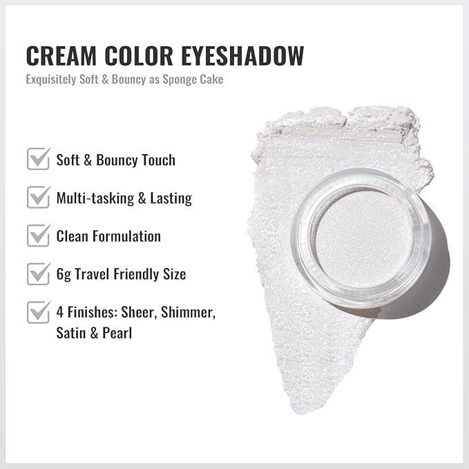 Oulac Shimmer White Cream Eyeshadow Primer| Highlighter Waterproof & Long Lasting Glitter Eyeshadow Natural Color Eye Shadow for Women 6g (01)-Velvo Beauty