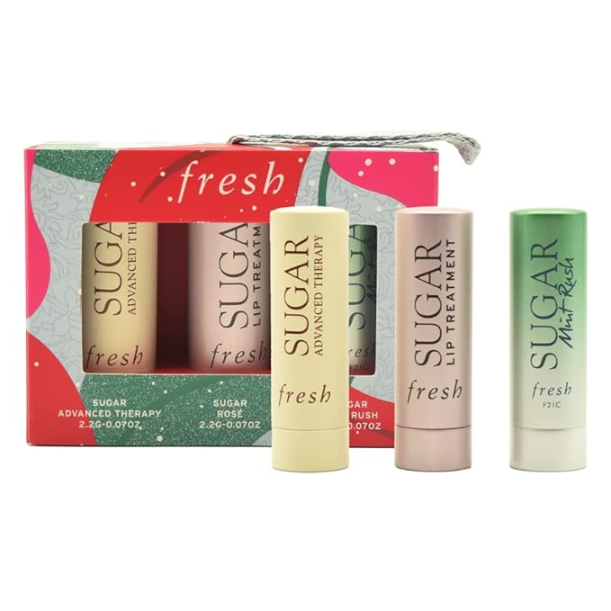 Fresh Color & Care Sugar Lip Set: Sugar Mint Rush Freshening, Rose Tinted Lip Treatment, and Advanced Therapy-Velvo Beauty
