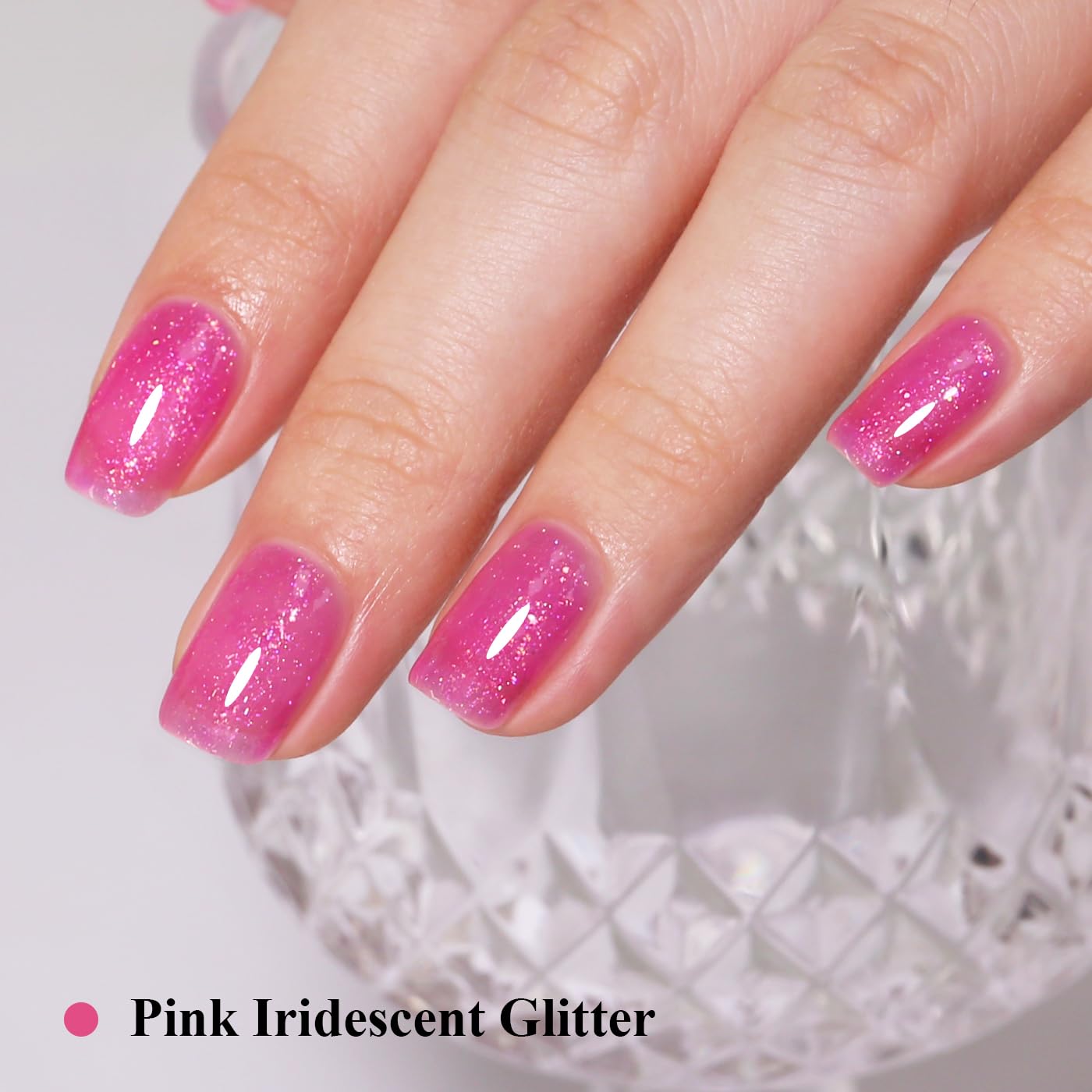 Imtiti Glitter Gel Nail Polish, Pink Iridescent Glitter Gel Polish Diamond Shimmer Sparkle Soak Off UV LED Nail Gel Polish spring summer Manicure 10ML-Velvo Beauty