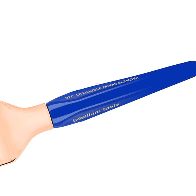 Bdellium Tools Professional Makeup Brush - Golden Triangle 971 Large Slanted Double Dome Blender - With All Vegan and Soft Synthetic Fibers, For Foundation Application & Blending (Blue, 1pc)-Velvo Beauty
