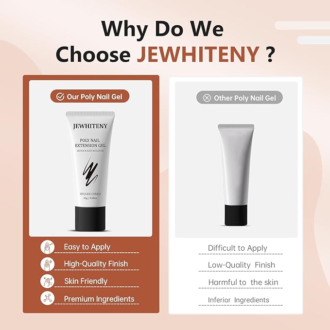 JEWHITENY Poly Extension Gel Nail Set Clear White Pink Poly Nail Gel With Slip Solution Base Coat Top Coat French Manicure for Finger Art and Home DIY Need U V Lamp Curing-Velvo Beauty