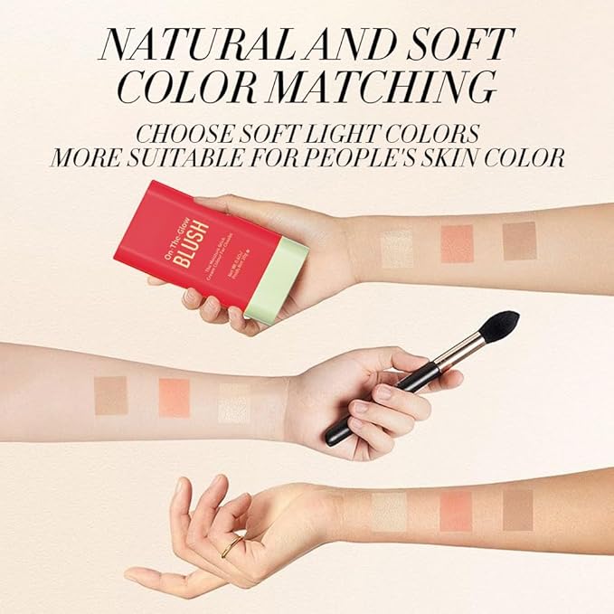 3-in-1 Cream Blush Stick for Cheeks Lips Eyes, Waterproof Natural Finish Tinted Makeup Stick, Hydrating Multi-Use Blush Balm-Velvo Beauty