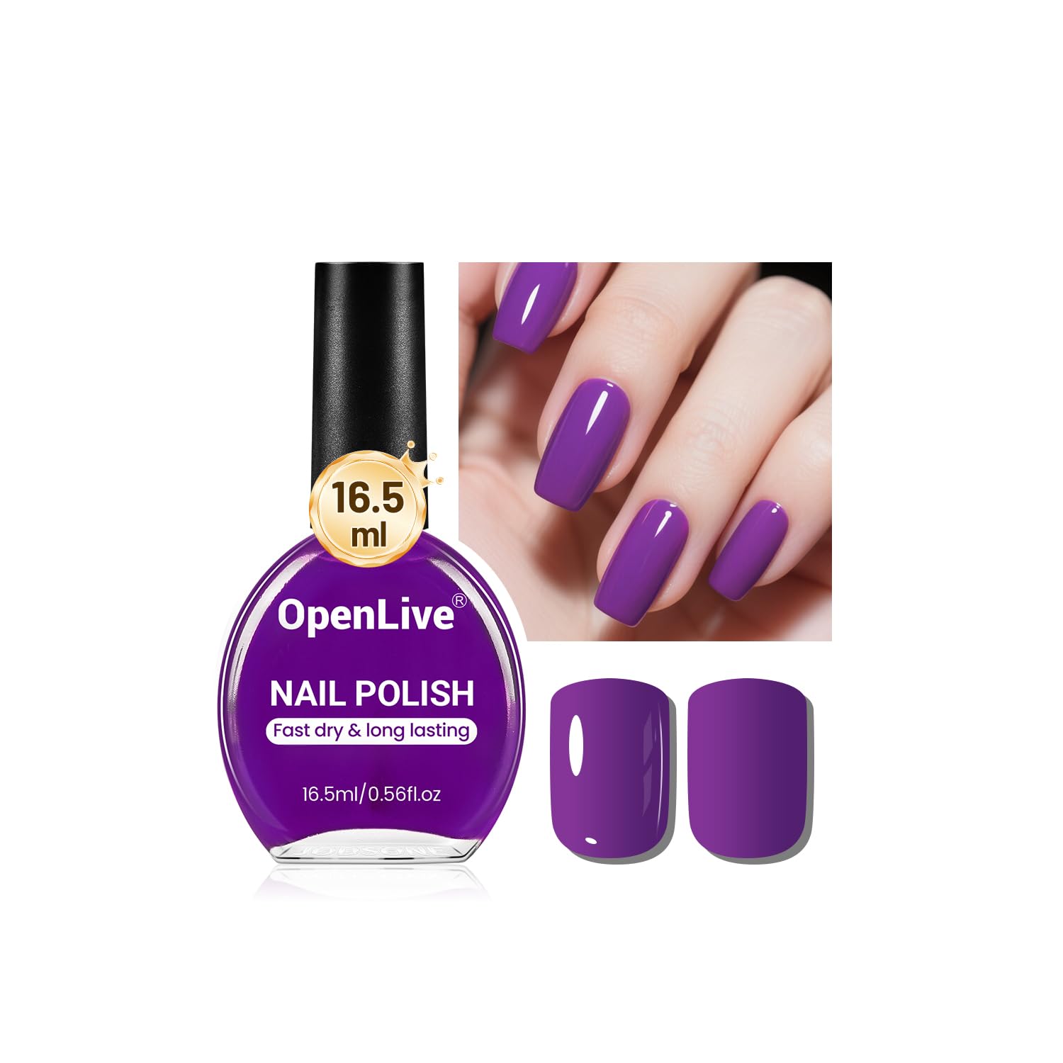 16.5ml Purple Nail Polish Large Volume Quick Drying Nail Polish, Fast Drying and Long Lasting Color Nail Art DIY Home Manicure Gift for Women-Velvo Beauty