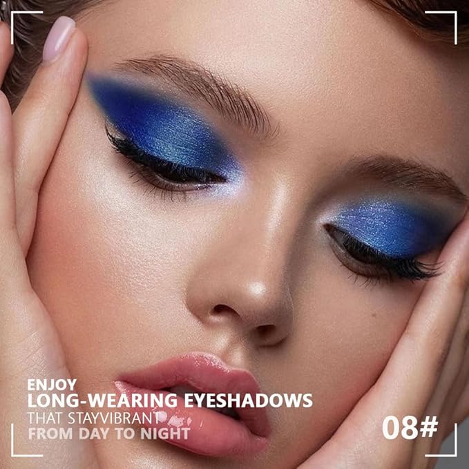 4 Colors Dark Peacock Green White Navy Sapphire Blue Eye Shadow Powder Palette Makeup, Highly Pigmented Waterproof Matte Shimmer Cream Quads Eyeshadow Palette for Women, paleta de sombras de ojos 08-Velvo Beauty