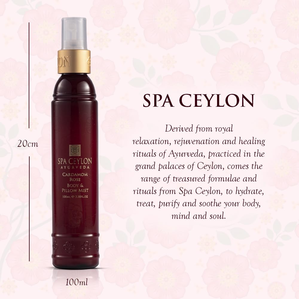 SPA CEYLON Cardamom Rose Body and Pillow Mist | Refreshing Skin Care Spray | Non-Oily Fragrance Mist for All Skin Types-Velvo Beauty
