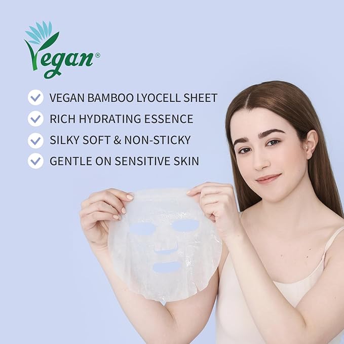 #OOTD Collagen Hydrating Sheet Masks for Face Korean Anti Aging Mask Sheet for Dry Skin & Sensitive Skin, EVE Vegan, Not Tested on Animals, No Parabens, No Sulfates, Hyaluronic Acid, Witch Hazel 10EA-Velvo Beauty