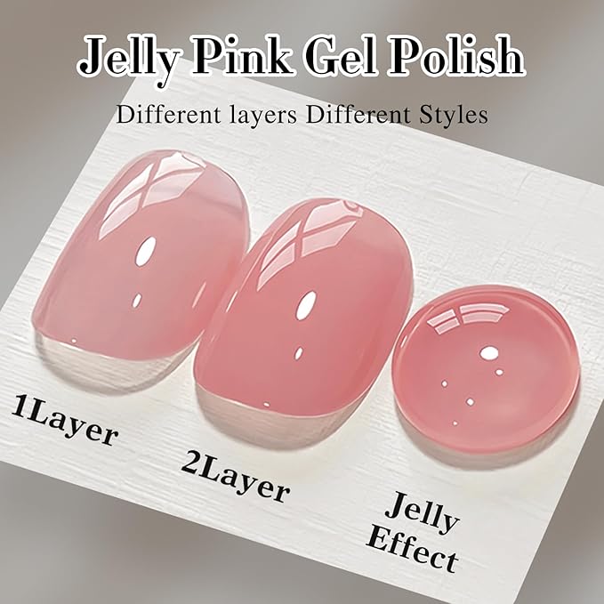 Double Rhythm Gel Polish Translucent Sheer Neutral Natural Light Milky Same Color Same Bottle 15ML Jelly Polish Art DIY at Home (Sheer Pink Nude-A1385)-Velvo Beauty