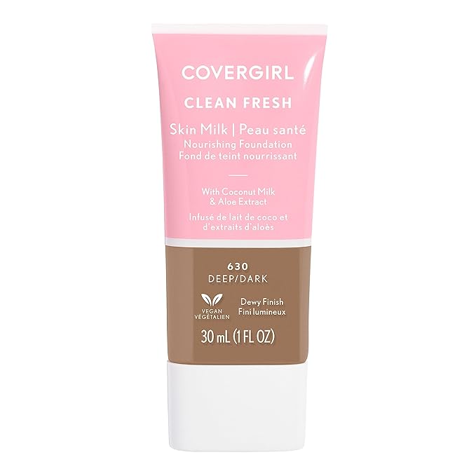 COVERGIRL, Clean Fresh Skin Milk Foundation, Deep/Dark, 1 Count (packaging may vary)-Velvo Beauty