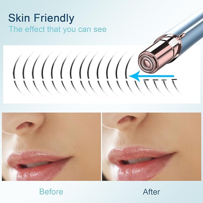 Facial Hair Removal for Women, Electric Painless Facial Hair Remover for Face, Lip, Chin with USB Rechargeable