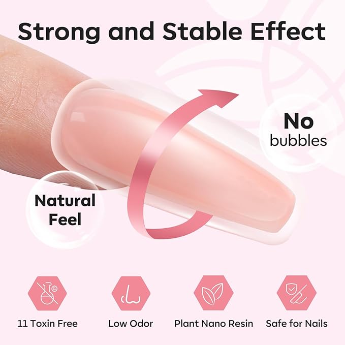 Modelones Poly Nail Gel Kit, 6 Colors Poly Extension Gel Clear Pink White with 48W U V/LED Lamp 3D Nail Charms Builder Slip Solution Complete Toe Manicure Supplies Tools for Starter-Velvo Beauty