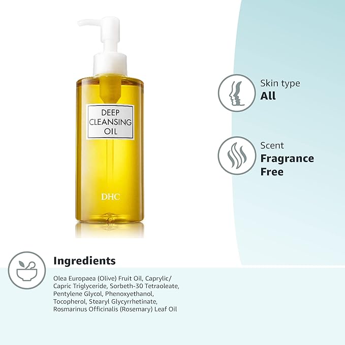 DHC Deep Cleansing Oil, Facial Cleansing Oil, Makeup Remover, Cleanses without Clogging Pores, Residue-Free, Fragrance and Colorant Free, All Skin Types, 6.7 fl. oz.-Velvo Beauty