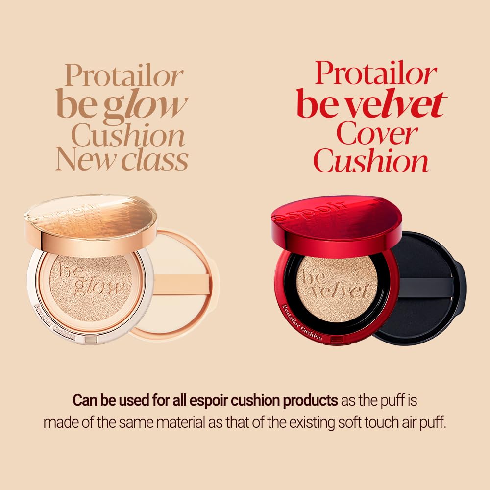 Espoir Be Velvet Air Puff 7ea | Flawless Face Makeup Fast and Easily | Makeup Sponge Applicator Air Cushion Powder Puff for Liquid Foundation, Cream, Powder, Concealer | Korean Base Makeup Tools-Velvo Beauty