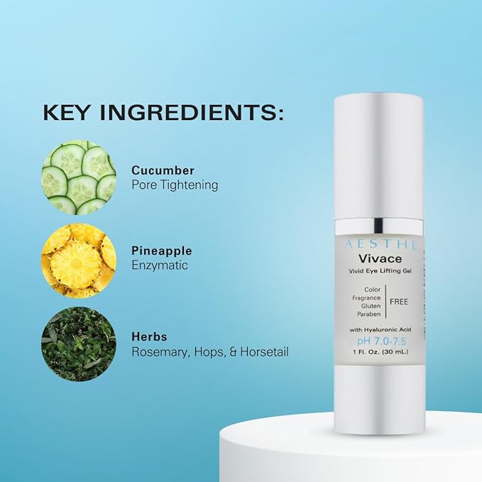 Vivace Eye Lifting Gel - Revitalize & Firm - Natural Botanical Ingredients - Morning Skincare - Cucumber Extract, Sea Kelp, Hyaluronic Acid & More - Suitable for All Skin Types- 1 fl oz-Velvo Beauty