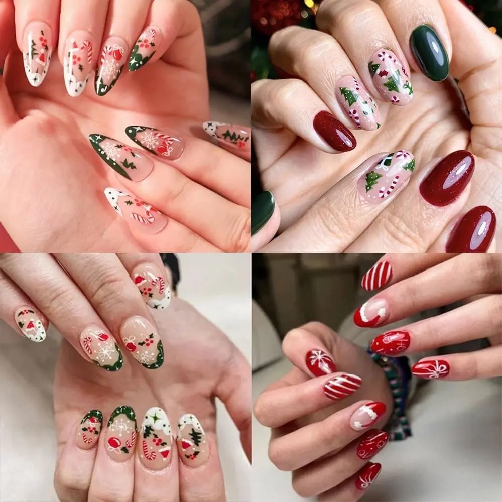 30 Sheets Christmas Nail Art Stickers 3D Self- Adhesive Snowflake Nail Charms Decals White Red Christmas Nail Decorations Accessories Supplies-Velvo Beauty