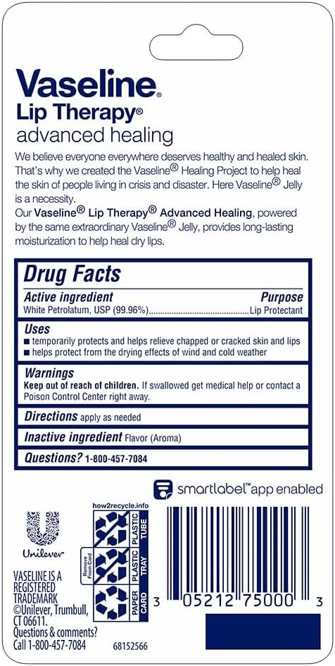 Vaseline Lip Therapy Lip Balm Tube, Advanced Healing, 0.35 oz-Velvo Beauty